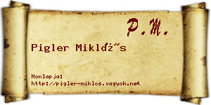 Pigler Miklós névjegykártya