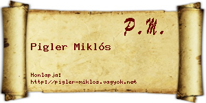 Pigler Miklós névjegykártya